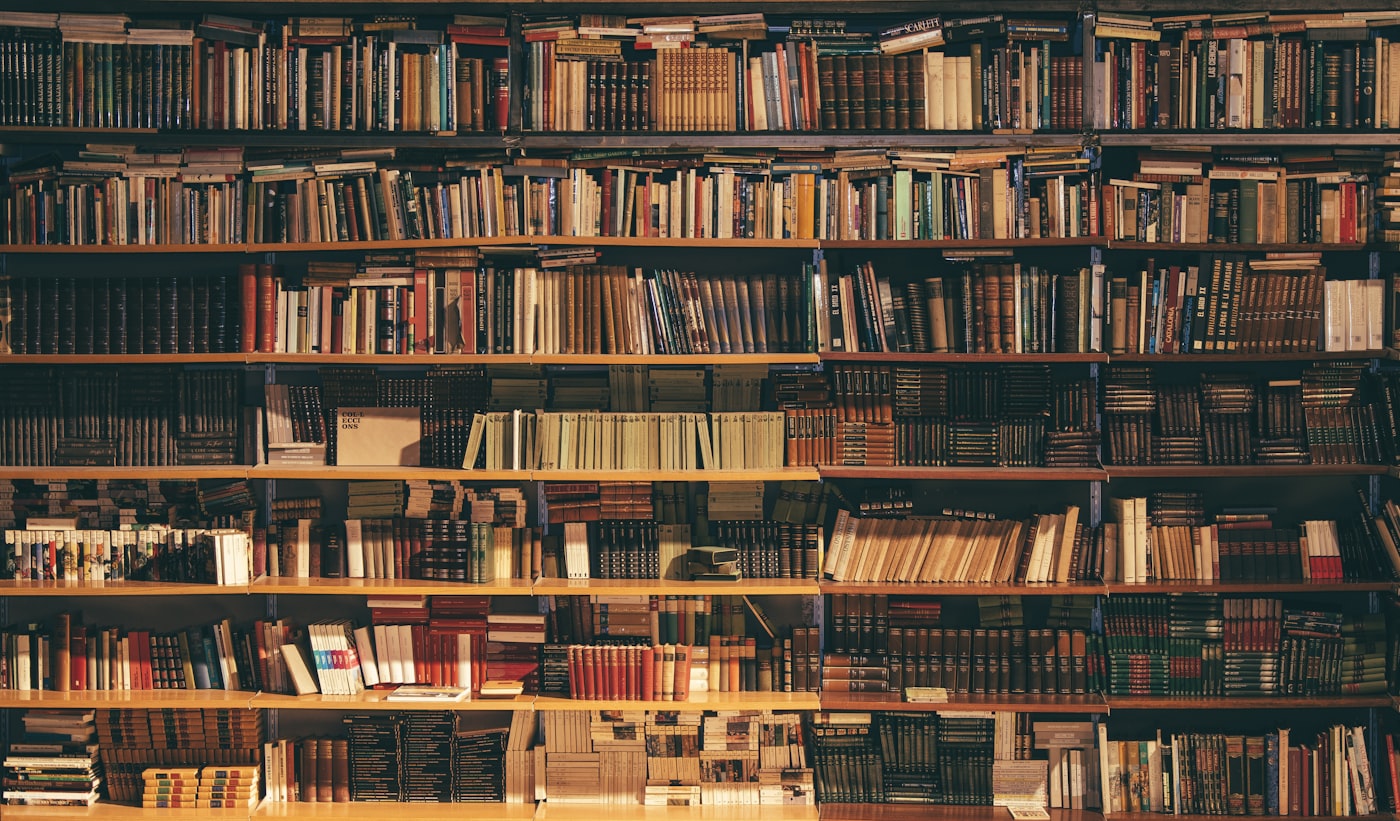 A warm library of books