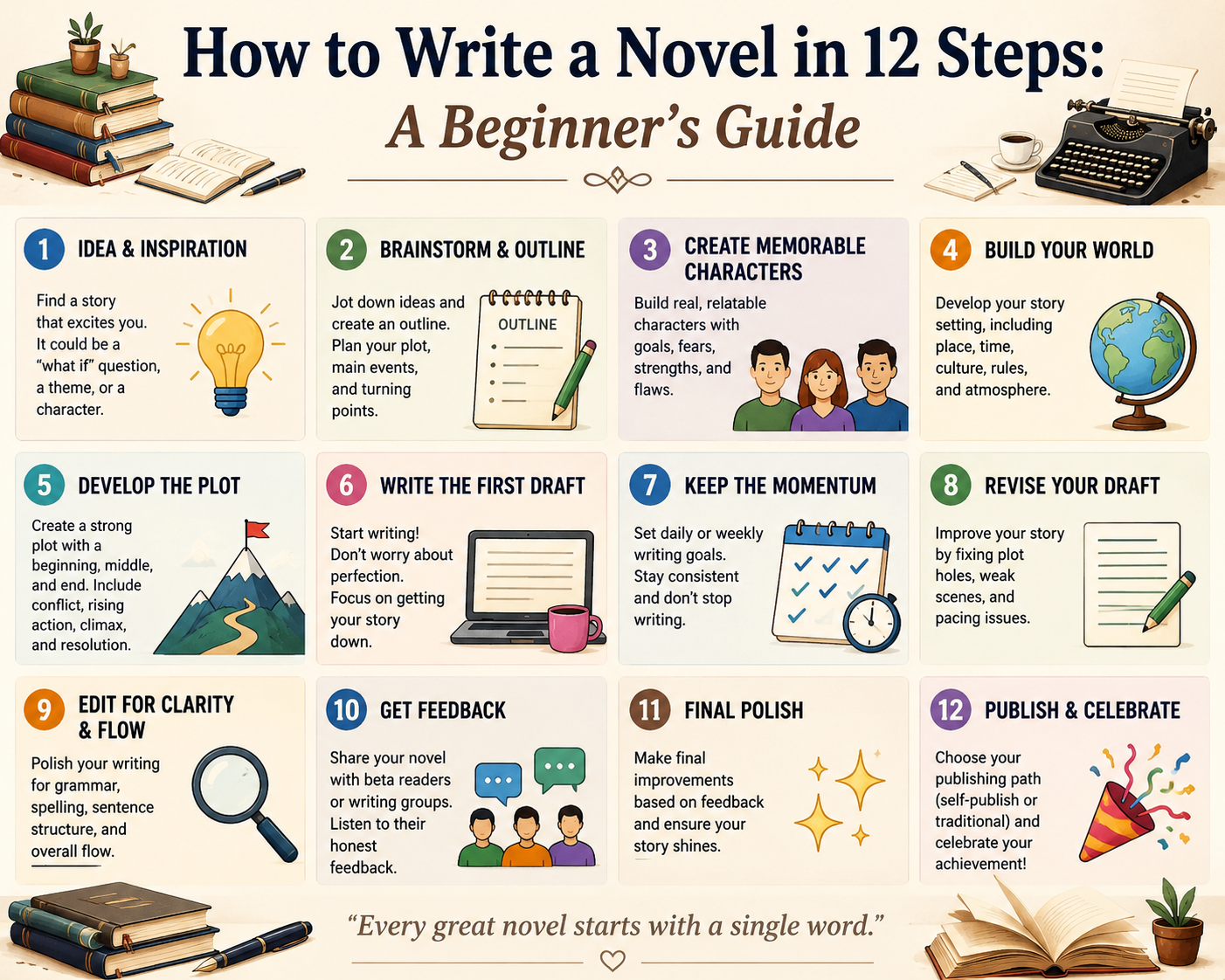 How to Write a Novel in 12 Steps: A Beginner’s Guide