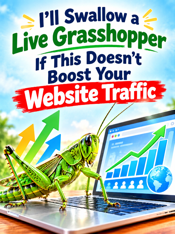 I’ll Swallow a Live Grasshopper If This Doesn’t Boost Your Website Traffic