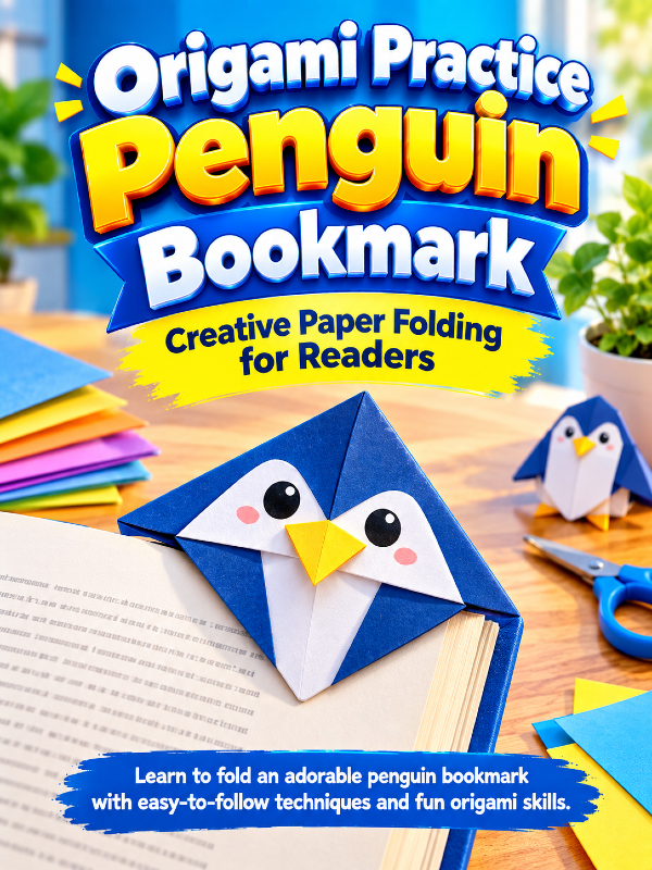 Origami Practice Penguin Bookmark