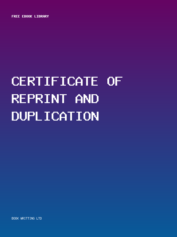 Certificate Of Reprint And Duplication